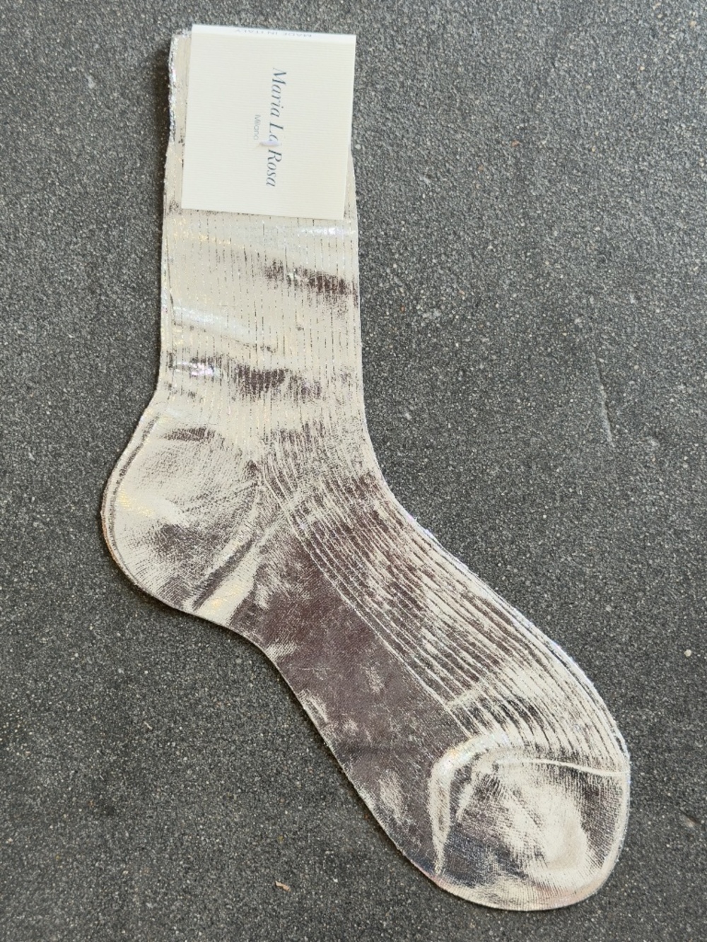 Maria La Rosa Laminated Silk Socks in Silver